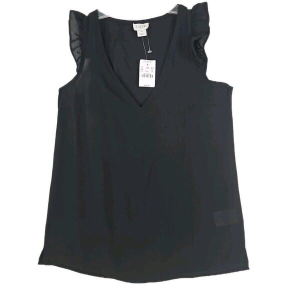 J.Crew ~Woman Size 00~ Black Top V-Neck Shirt NWT. - Picture 1 of 10